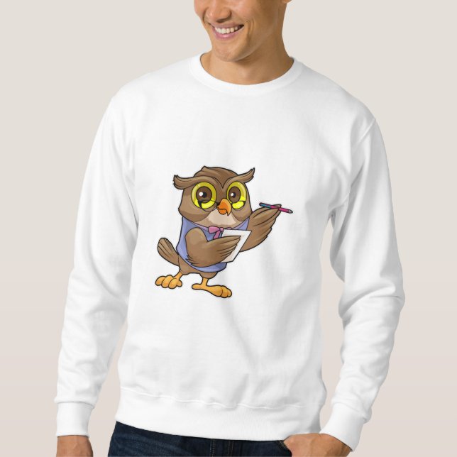 Owl as Secretary with Pen & Note Sweatshirt (Front)