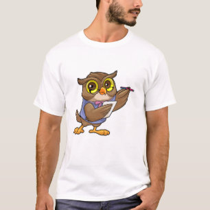 Owl as Secretary with Pen & Note T-Shirt