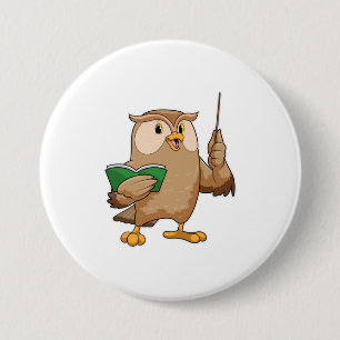 Owl as Teacher with Book & Pointer Button