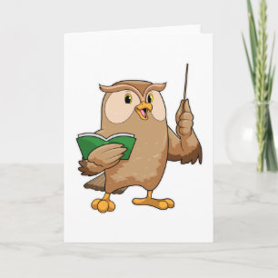 Owl as Teacher with Book & Pointer Card