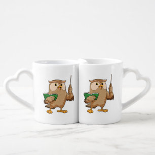 Owl as Teacher with Book & Pointer Coffee Mug Set
