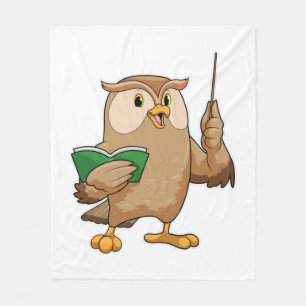 Owl as Teacher with Book & Pointer Fleece Blanket