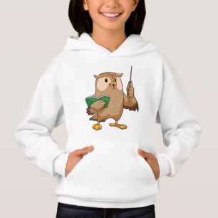 Owl as Teacher with Book & Pointer Hoodie