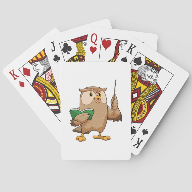 Owl as Teacher with Book & Pointer Poker Cards (Back)