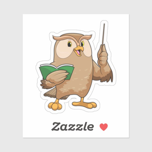 Owl as Teacher with Book & Pointer Sticker (Sheet)