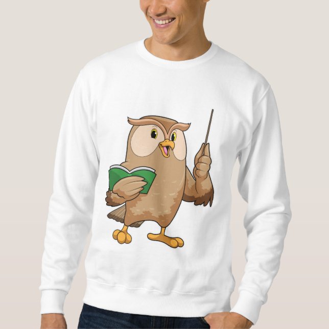 Owl as Teacher with Book & Pointer Sweatshirt (Front)
