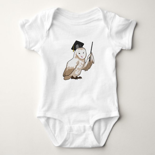 Owl as Teacher with Pointer Baby Bodysuit (Front)