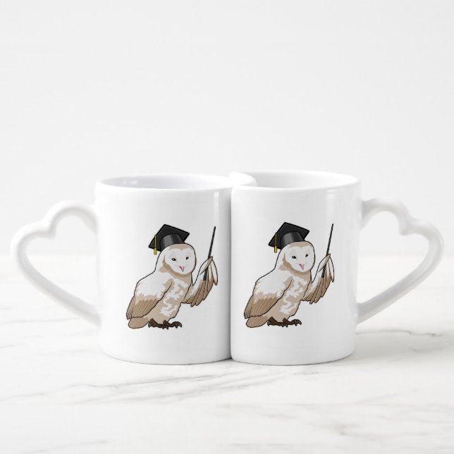Owl as Teacher with Pointer Coffee Mug Set (Front Nesting)