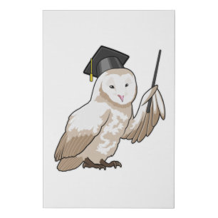 Owl as Teacher with Pointer Faux Canvas Print