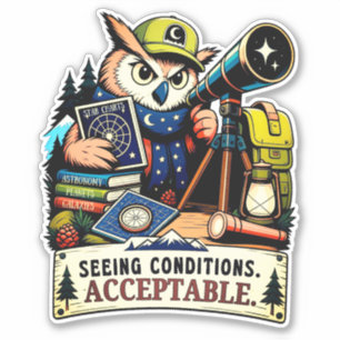 Owl Astronomer Under the Stars Sticker