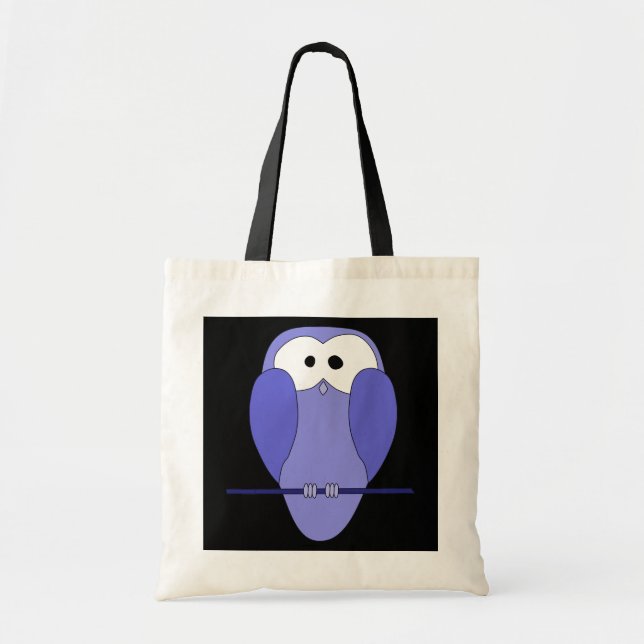 Owl at Night. Blue, Black. Tote Bag (Front)