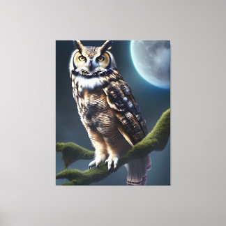 Owl At Night  Canvas Print
