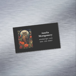 Owl at Night with a Full Moon Business Card Magnet