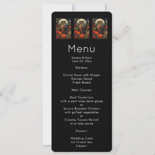 Owl at Night with a Full Moon Menu Invitation
