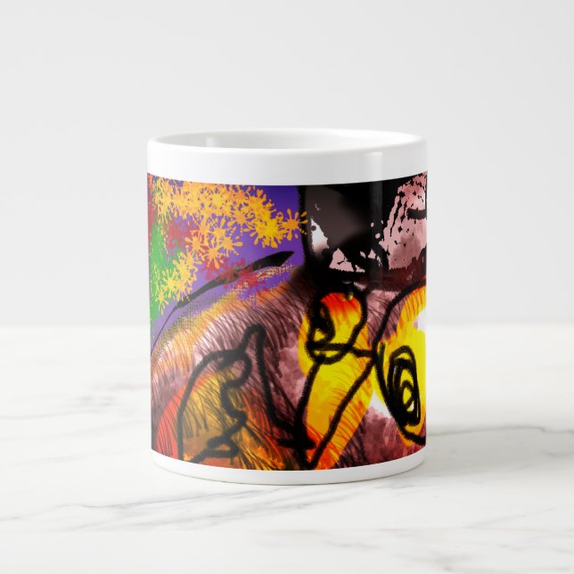 Owl autumn fly  giant coffee mug (Front)