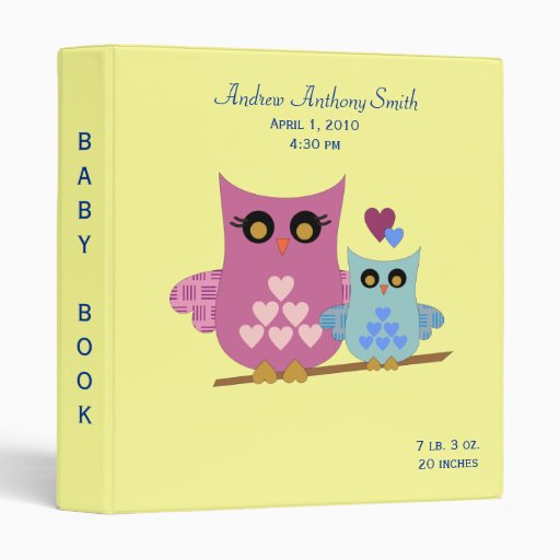 Owl Baby Binder for boys | Zazzle