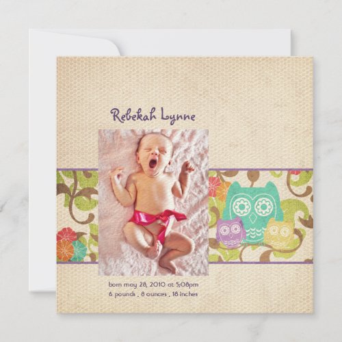 Owl Baby Birth Announcements