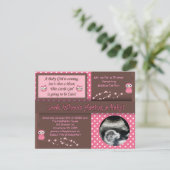 Owl Baby Girl Shower Invitations (Standing Front)