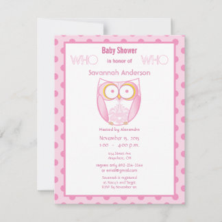 Owl Baby Girl Shower Invitations