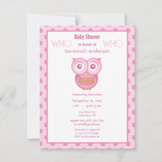 Owl Baby Girl Shower Invitations
