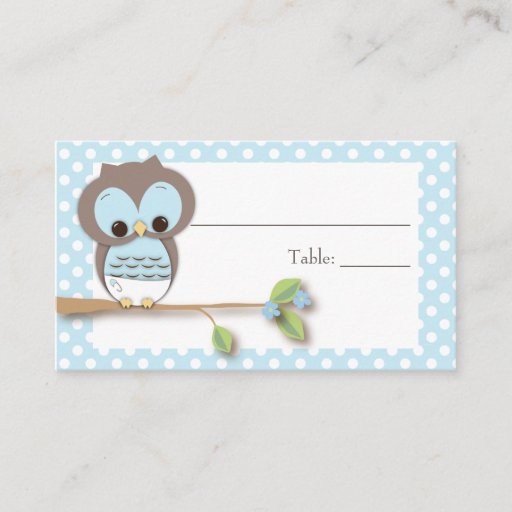 Customizable Owl Baby Placecard | Blue Business Card Template