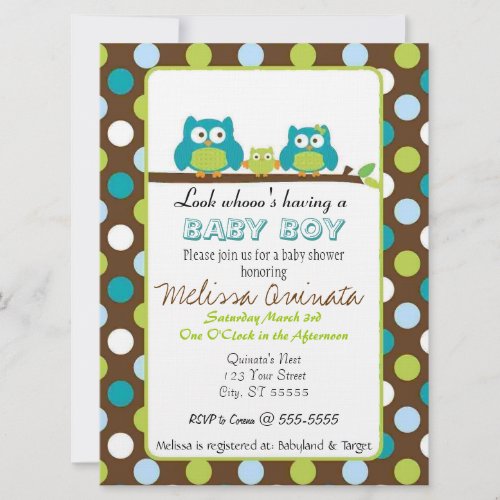 Owl Baby Shower BOY Invites