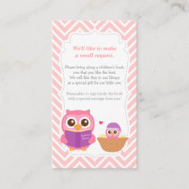 Owl Baby Shower Chevron Book Insert Request Card