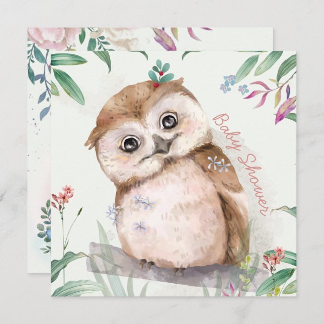 Owl Baby Shower Invitation (Front/Back)