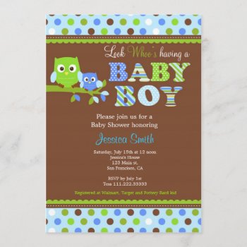 Owl Baby Shower Invitation Boy by Petit_Prints at Zazzle