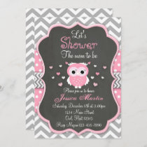 Owl Baby Shower Invitation, Chevron, Chalkboard Invitation