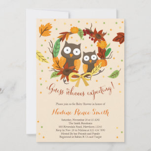 Owl baby shower invitation, fall baby shower invitation