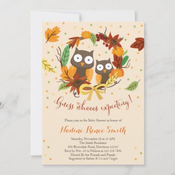 Owl Baby Shower Invitation  Fall Baby Shower Invitation by ApplePaperie at Zazzle
