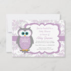 Owl Baby Shower Invitation for Girls, Purple - 730
