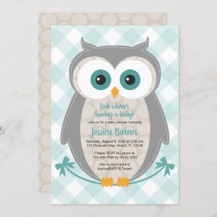 Owl baby shower invitation gender neutral woodland