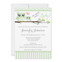 Owl Baby Shower Invitation | Green Chevron