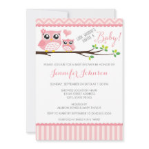Owl Baby Shower Invitation | Pink Chevron | Girl