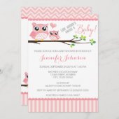 Owl Baby Shower Invitation | Pink Chevron | Girl (Front/Back)