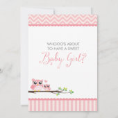 Owl Baby Shower Invitation | Pink Chevron | Girl (Back)