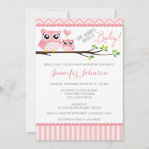 Owl Baby Shower Invitation | Pink Chevron | Girl