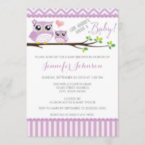 Owl Baby Shower Invitation | Purple Chevron | Girl