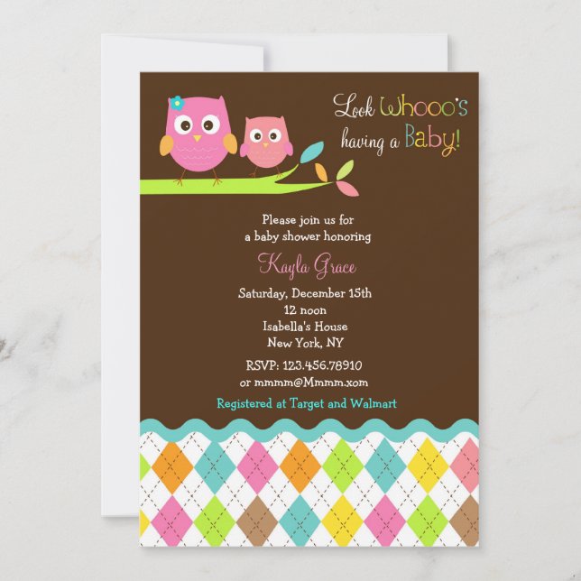 Owl Baby Shower Invitations (Front)