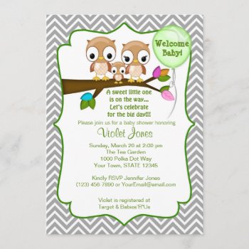 Owl Baby Shower Invitations Baby Mommy Daddy by MonkeyHutDesigns at Zazzle