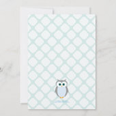 Owl baby shower invitations boys blue gray mint (Back)
