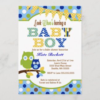 Owl Baby Shower Invitations for Baby Boy