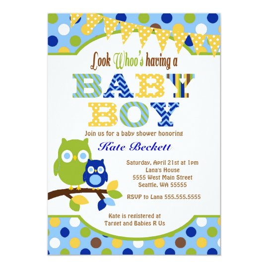 Owl Baby Shower Invitations for Baby Boy
