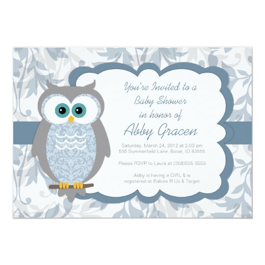 Owl Baby Shower Invitations For Boy 3