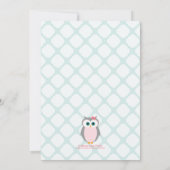 Owl baby shower invitations for girls mint pink (Back)