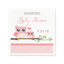 Owl Baby Shower Napkins | Custom Pink Chevron Girl