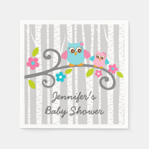 Baby Shower Girl Owl Napkins Zazzle