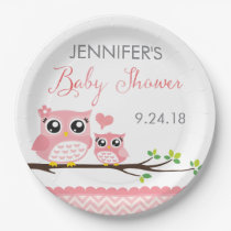 Owl Baby Shower Plate | Pink Chevron Girl